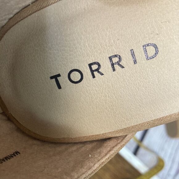Torrid Sandals Womens 9WW Studded Platform Wedge Tan Beige Open Toe Shoe - Picture 9 of 10